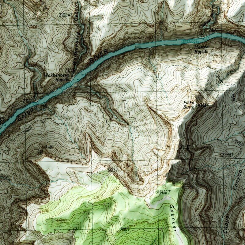 Explorers Monument Grand Canyon National Park Map 1988 :Shaded relief map – flat print (not a 3D raised map)