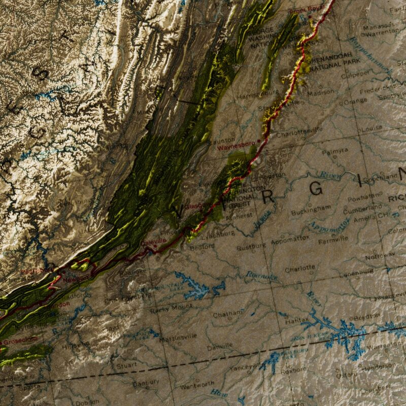 Appalachian Trail Map 1981, Topography :Shaded relief map – flat print (not a 3D raised map)