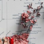 Scotland Map 1912, Geology :Shaded relief map – flat print (not a 3D raised map)
