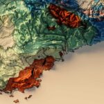 Alps Mountains Map 1923, Geology :Shaded relief map – flat print (not a 3D raised map)