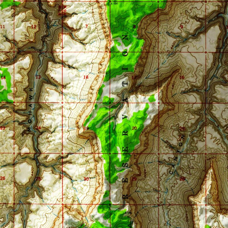 National Canyon - Grand Canyon National Park Map 1962 :Shaded relief map – flat print (not a 3D raised map)