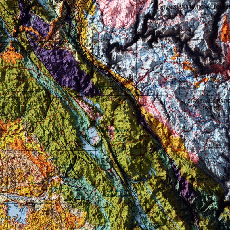 San Jose 1966 :Shaded relief map – flat print (not a 3D raised map)