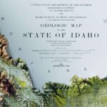 Idaho Map 1947, Geology :Shaded relief map – flat print (not a 3D raised map)