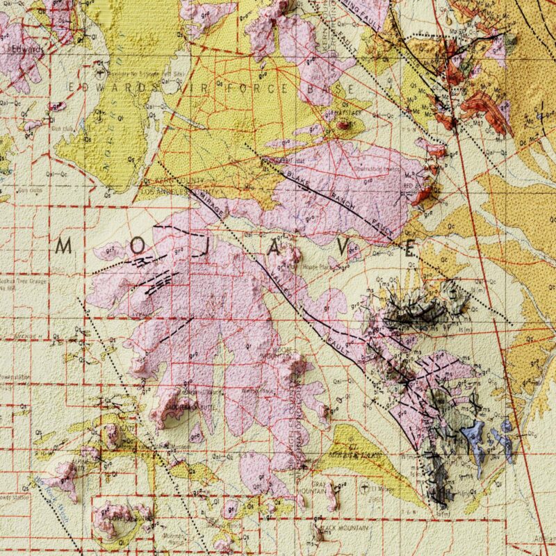San Bernardino 1967 :Shaded relief map – flat print (not a 3D raised map)
