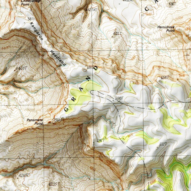 Fossil Bay - Grand Canyon National Park Map 1988 :Shaded relief map – flat print (not a 3D raised map)