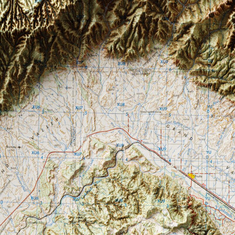 Grand Junction Mp 1962 :Shaded relief map – flat print (not a 3D raised map)