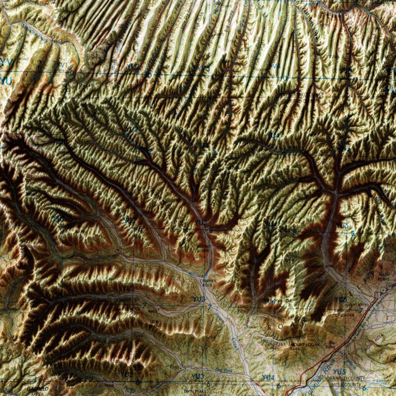 Grand Junction Mp 1962 :Shaded relief map – flat print (not a 3D raised map)