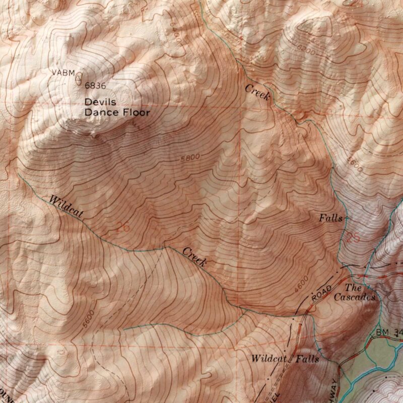 Yosemite Valley Map, Topography :Shaded relief map – flat print (not a 3D raised map)