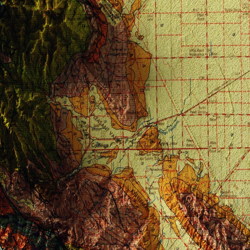 Santa Cruz 1958 :Shaded relief map – flat print (not a 3D raised map)