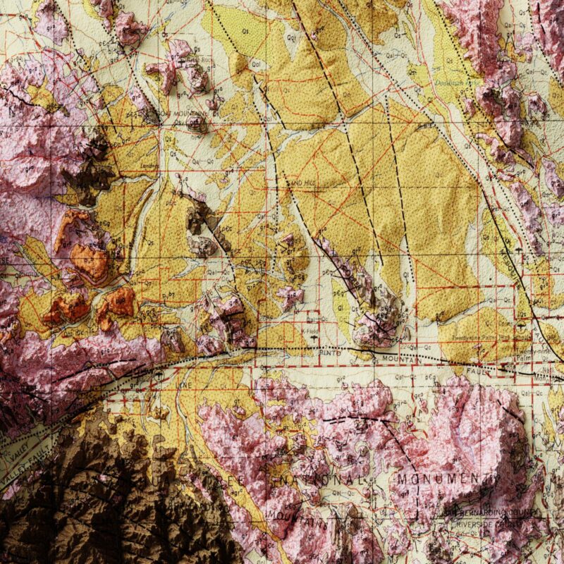 San Bernardino 1967 :Shaded relief map – flat print (not a 3D raised map)
