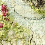 Idaho Map 1947, Geology :Shaded relief map – flat print (not a 3D raised map)