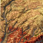 Indiana Map 1973, Geology :Shaded relief map – flat print (not a 3D raised map)