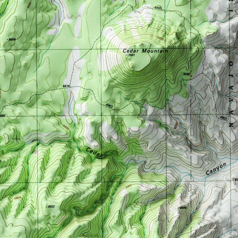 Desert View Grand Canyon National Park Map 1988 :Shaded relief map – flat print (not a 3D raised map)