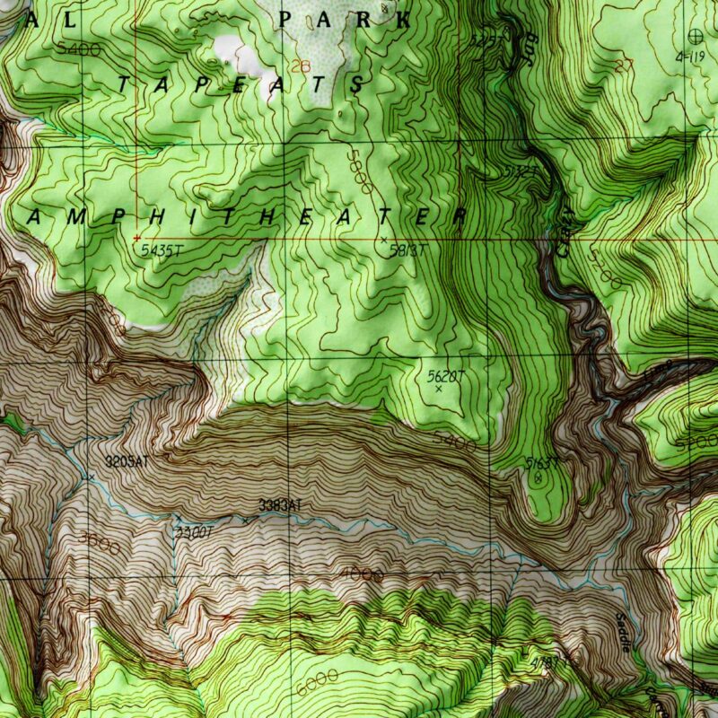 Tapeats Amphitheater - Grand Canyon National Park Map 1988 :Shaded relief map – flat print (not a 3D raised map)