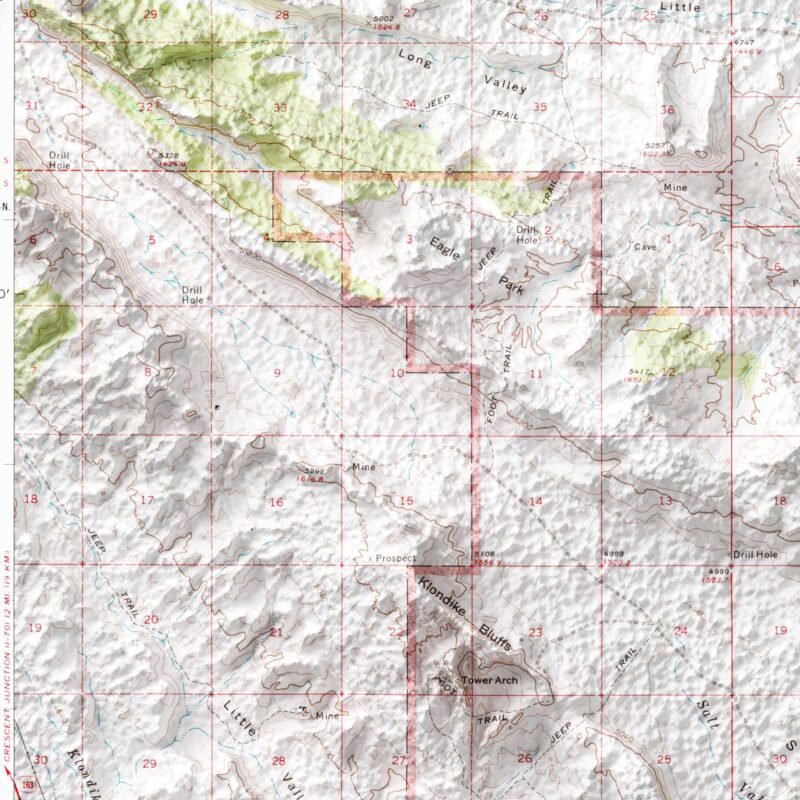 Arches Map 1974, Topography :Shaded relief map – flat print (not a 3D raised map)