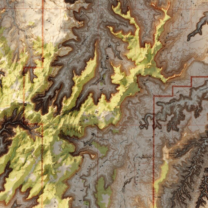 Canyonlands National Park Map 1968 :Shaded relief map – flat print (not a 3D raised map)