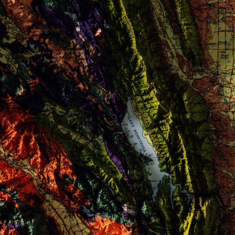 Santa Rosa 1963 :Shaded relief map – flat print (not a 3D raised map)