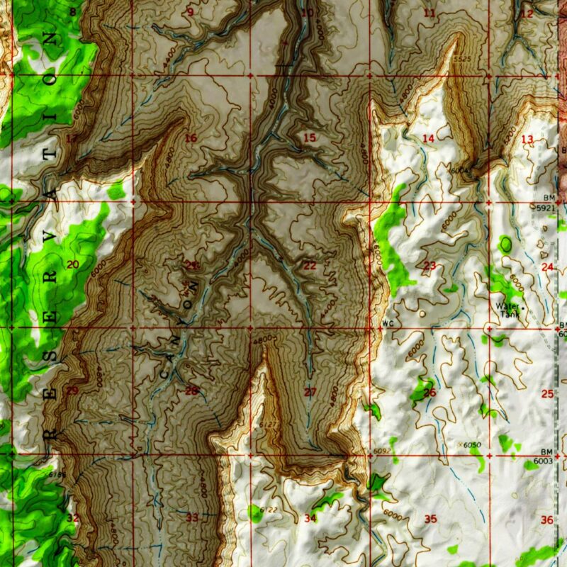 National Canyon - Grand Canyon National Park Map 1962 :Shaded relief map – flat print (not a 3D raised map)