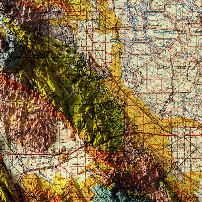 San Jose 1966 :Shaded relief map – flat print (not a 3D raised map)