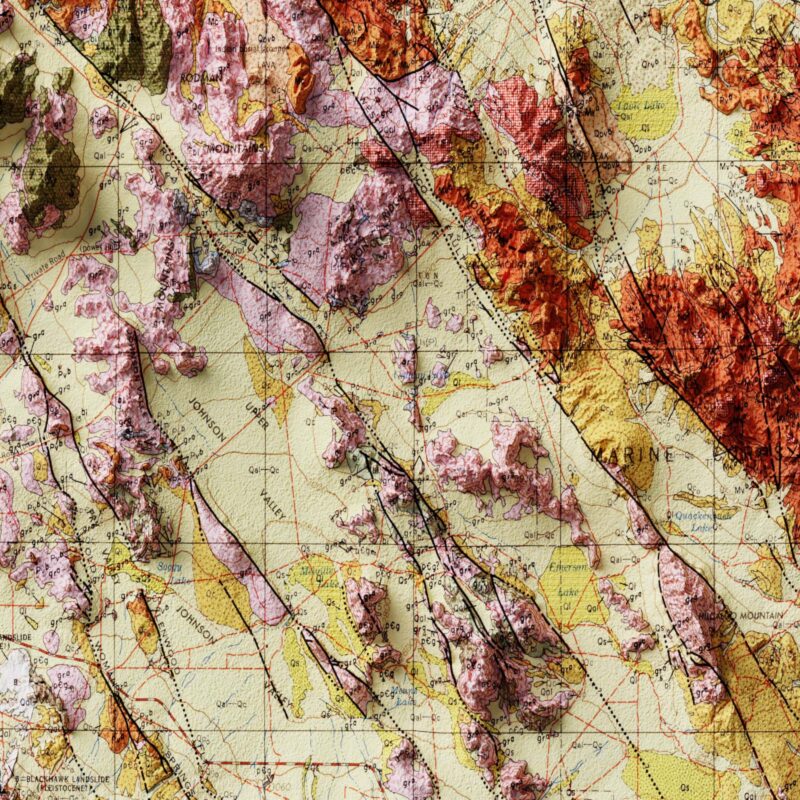 San Bernardino 1967 :Shaded relief map – flat print (not a 3D raised map)