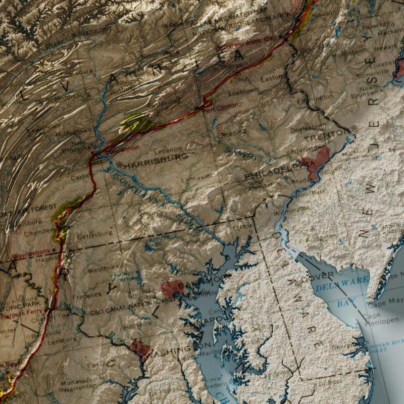 Appalachian Trail Map 1981, Topography :Shaded relief map – flat print (not a 3D raised map)