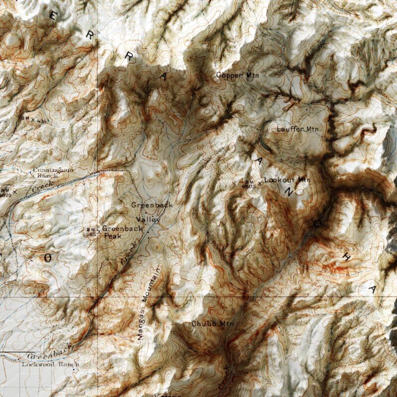 Roosevelt 1907, Topography :Shaded relief map – flat print (not a 3D raised map)