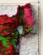 Israel Map 1975, Geology :Shaded relief map – flat print (not a 3D raised map)