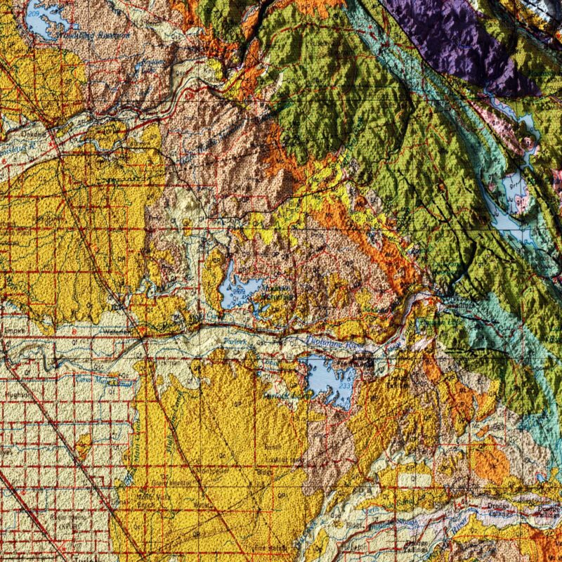 San Jose 1966 :Shaded relief map – flat print (not a 3D raised map)