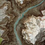 Fossil Bay - Grand Canyon National Park Map 1988 :Shaded relief map – flat print (not a 3D raised map)