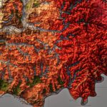 Indiana Map 1973, Geology :Shaded relief map – flat print (not a 3D raised map)