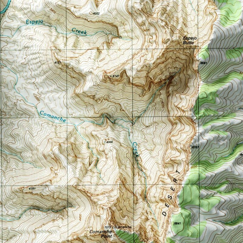 Desert View Grand Canyon National Park Map 1988 :Shaded relief map – flat print (not a 3D raised map)