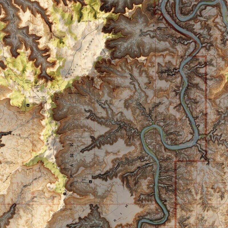 Canyonlands National Park Map 1968 :Shaded relief map – flat print (not a 3D raised map)