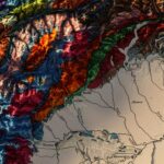 Alps Mountains Map 1923, Geology :Shaded relief map – flat print (not a 3D raised map)