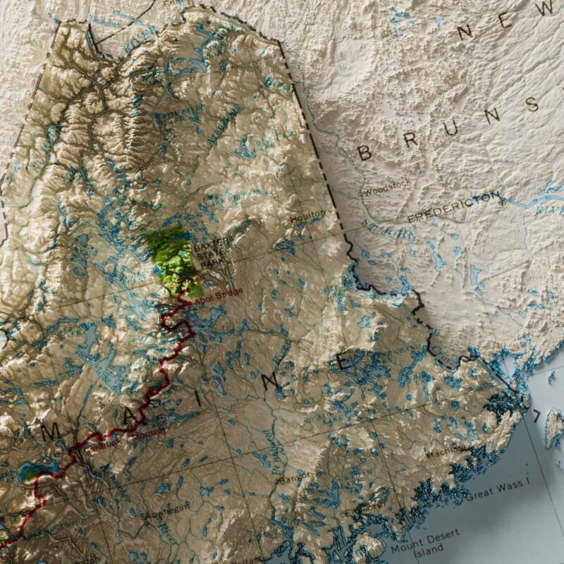 Appalachian Trail Map 1981, Topography :Shaded relief map – flat print (not a 3D raised map)