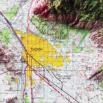 Tucson Map 1969 :Shaded relief map – flat print (not a 3D raised map)