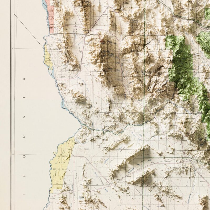 Arizona Geologic Map Poster 1959 :Shaded relief map – flat print (not a 3D raised map)