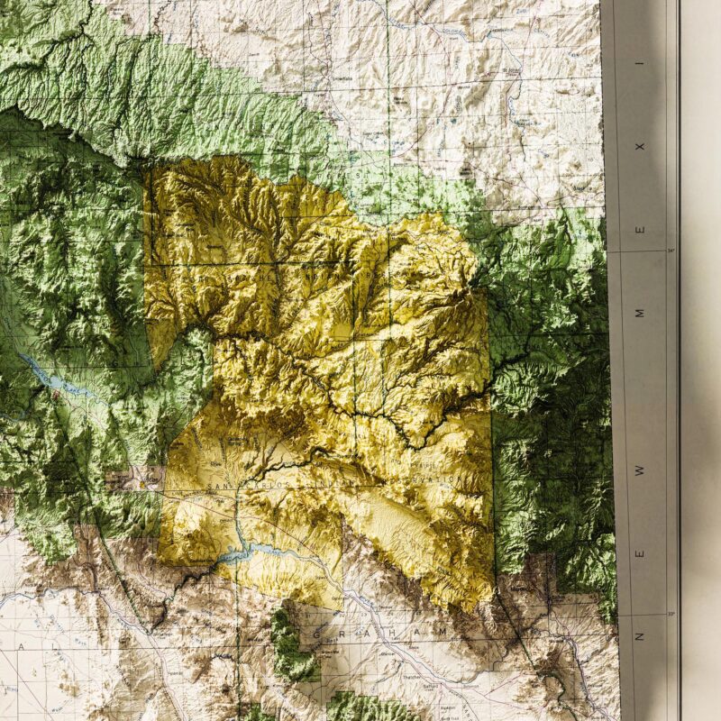 Arizona Geologic Map Poster 1959 :Shaded relief map – flat print (not a 3D raised map)