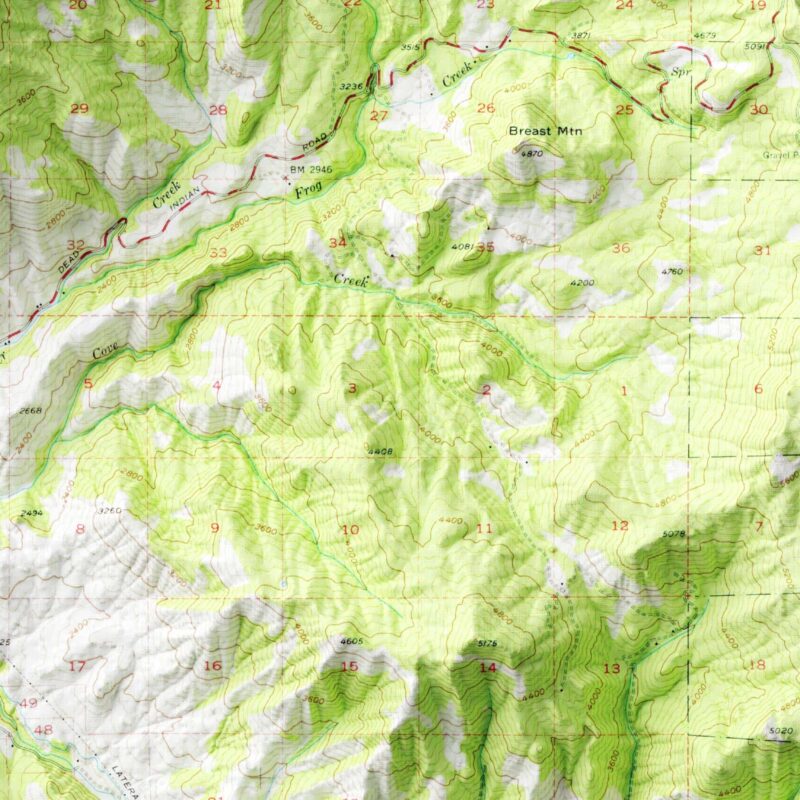 Ashland Map 1954, Topography :Shaded relief map – flat print (not a 3D raised map)