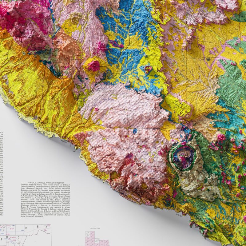 Big Bend Geologic Map 1979 :Shaded relief map – flat print (not a 3D raised map)
