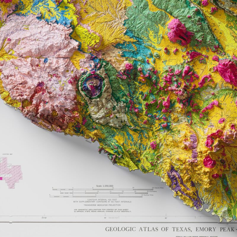 Big Bend Geologic Map 1979 :Shaded relief map – flat print (not a 3D raised map)