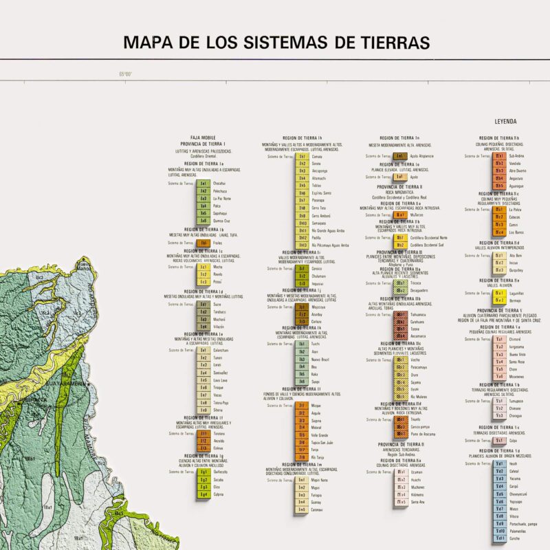 Bolivia Map 1974 Geology :Shaded relief map – flat print (not a 3D raised map)
