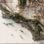 California Map 1907 :Shaded relief map – flat print (not a 3D raised map)