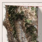 California Map 1907 :Shaded relief map – flat print (not a 3D raised map)