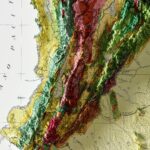 Colombia Map 1944, Geology :Shaded relief map – flat print (not a 3D raised map)