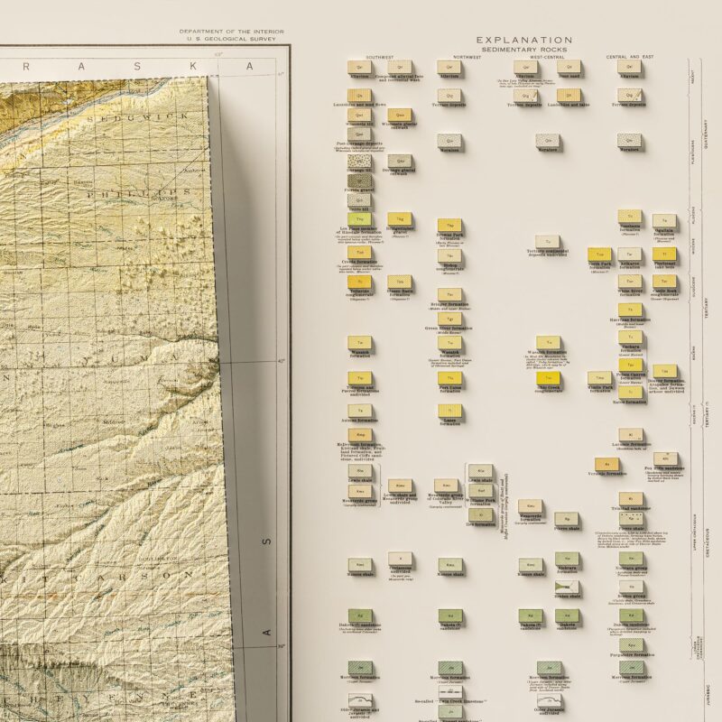Colorado Geologic Map 1935 :Shaded relief map – flat print (not a 3D raised map)
