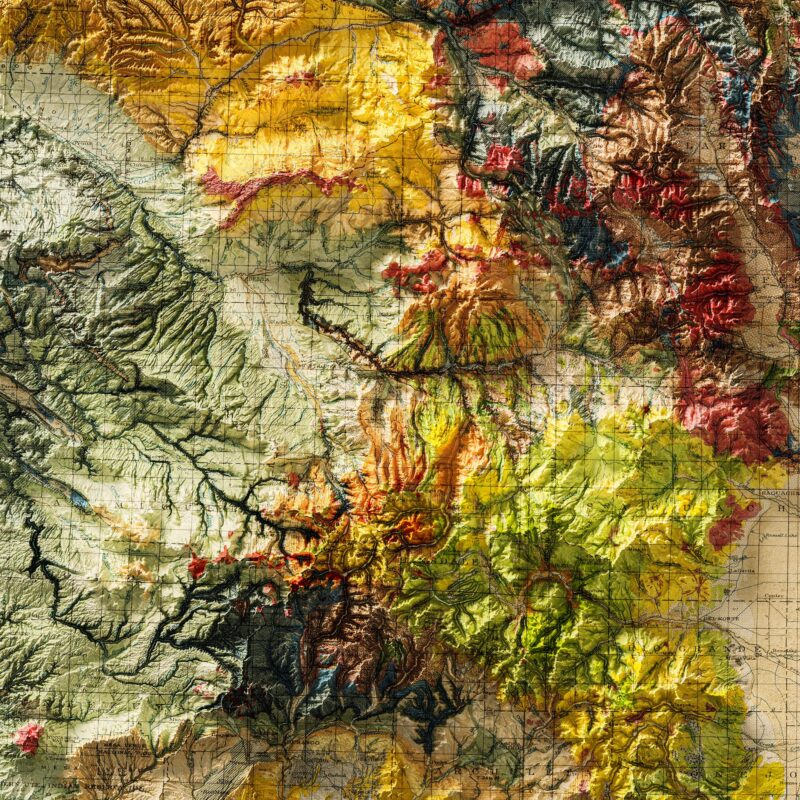 Colorado Geologic Map 1935 :Shaded relief map – flat print (not a 3D raised map)