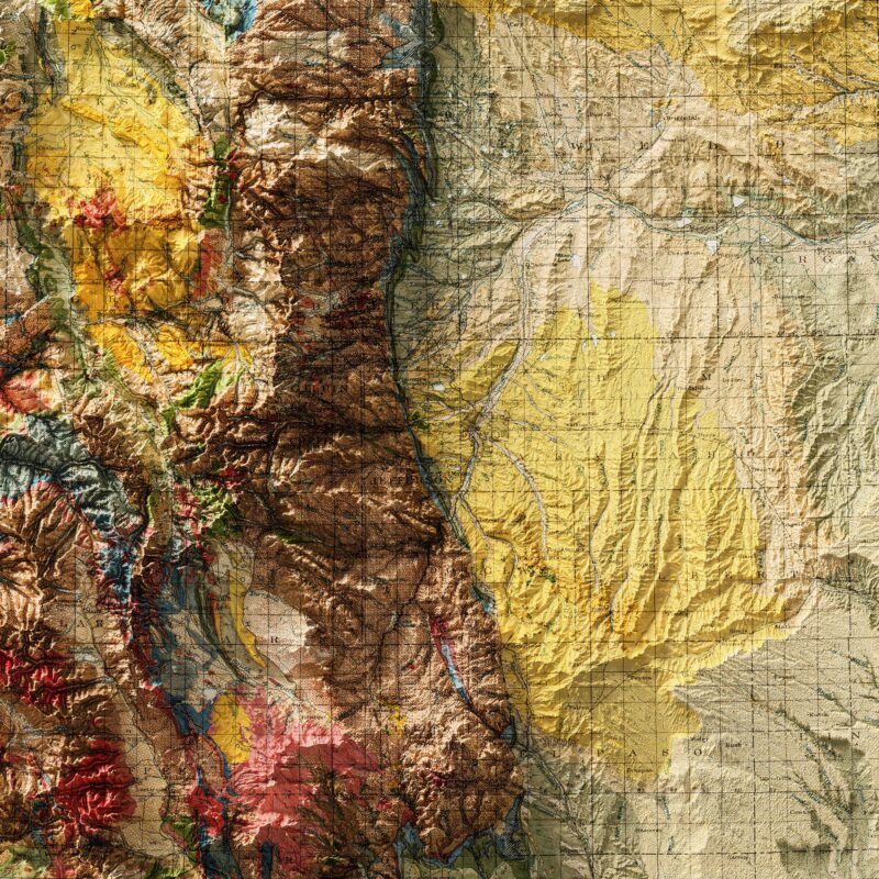 Colorado Geologic Map 1935 :Shaded relief map – flat print (not a 3D raised map)