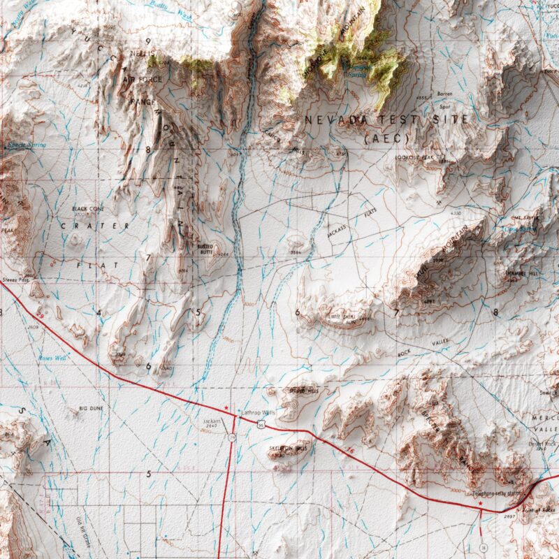 Death Valley  Map 1954, Topography :Shaded relief map – flat print (not a 3D raised map)