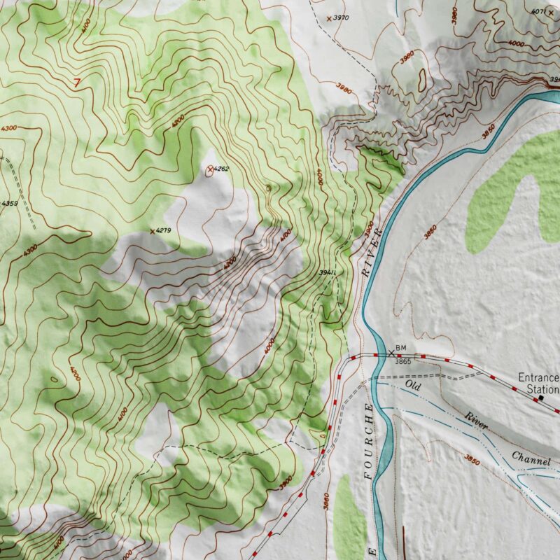 Devils Tower Wyoming Map 1969 :Shaded relief map – flat print (not a 3D raised map)