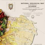 Ecuador Map 1982, Geology :Shaded relief map – flat print (not a 3D raised map)